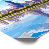 メルボルンオーストラリアヴィンテージ旅行イラストレーション ポスター (角)