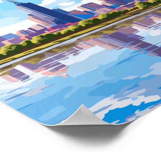 メルボルンオーストラリアヴィンテージ旅行イラストレーション ポスター (角)