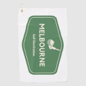 メルボルンオーストラリア – ゴルフコースの目的地のロゴ ゴルフタオル (正面)