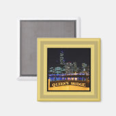 メルボルンオーストラリアCBDライトオーバークイーンズブリッジ マグネット (正面/裏面)