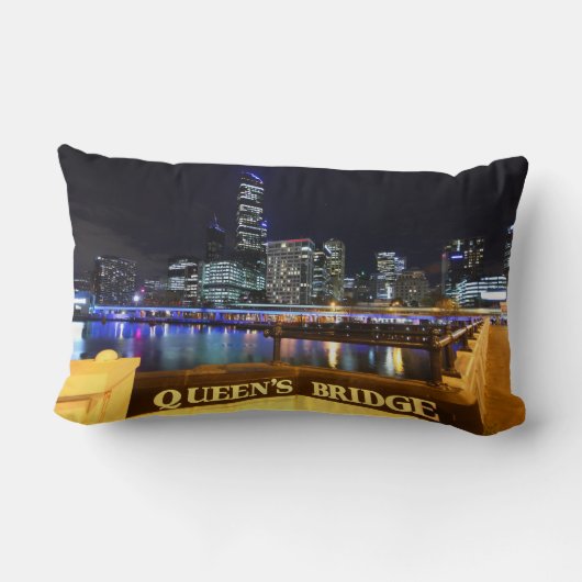 メルボルンオーストラリアCBDライトオーバークイーンズブリッジ ランバークッション (裏面)