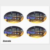 メルボルンオーストラリアCBDライトオーバークイーンズブリッジ 楕円形シール (シート)