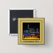 メルボルンオーストラリアCBDライトオーバークイーンズブリッジ 缶バッジ (正面&裏面)