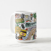 メルボルンシティイラストマグ ホワイト コーヒーマグカップ (正面左)