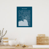 メルボルンダークブルーシティマップポスター ポスター (キッチン)