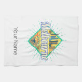 メルボルンビクトリアオーストラリアレトロスカイラインヴィンテージ キッチンタオル (横)