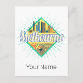 メルボルンビクトリアオーストラリアレトロスカイラインヴィンテージ シーズンポストカード (正面)