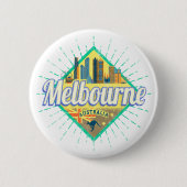 メルボルンビクトリアオーストラリアレトロスカイラインヴィンテージ 缶バッジ (正面)