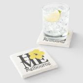 メルボルン家のフロリダの黄色いハイビスカス ストーンコースター (横)