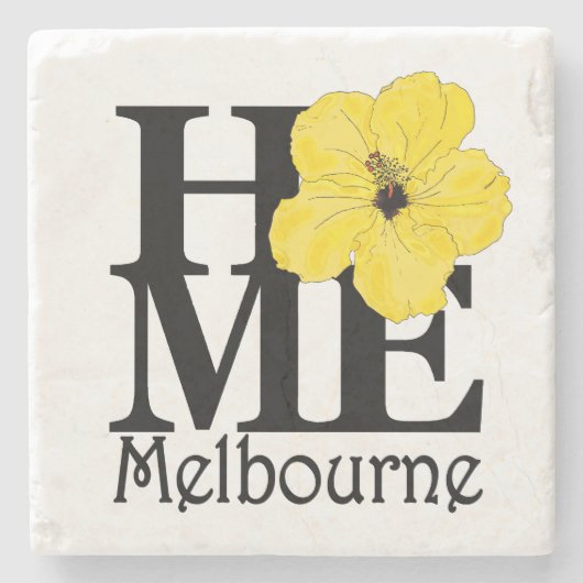 メルボルン家のフロリダの黄色いハイビスカス ストーンコースター (正面)