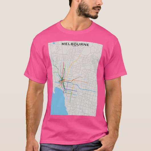 メルボルン通過地図 Tシャツ (正面)