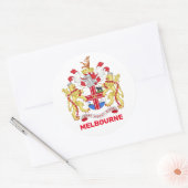 メルボルン，オーストラリア – コート・オブ・アームズ ラウンドシール (封筒)