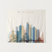 メルボルン、オーストラリア|都市スカイライン タペストリー (正面(横))