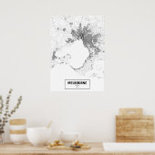 メルボルン，オーストラリア(黒の白、カスタム) ポスター (キッチン)