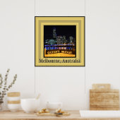 メルボルン オーストラリア CBDのクイーンズブリッジ上のライト ポスター (キッチン)
