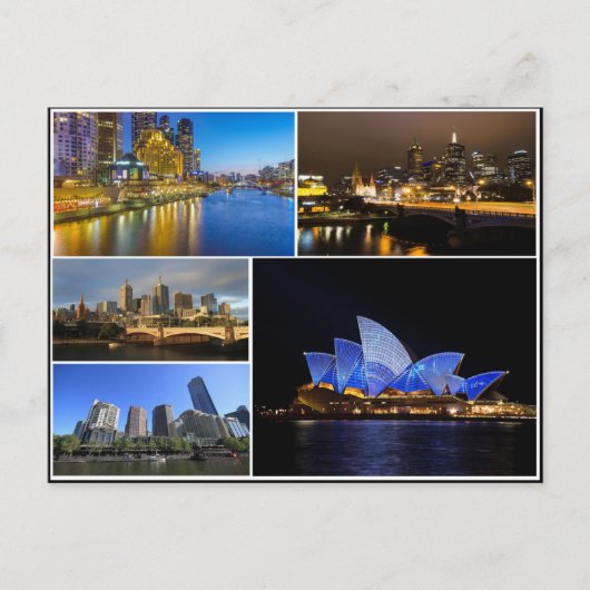 メルボルン シドニー オーストラリア ヤラ川 コラージュ ポストカード (正面)