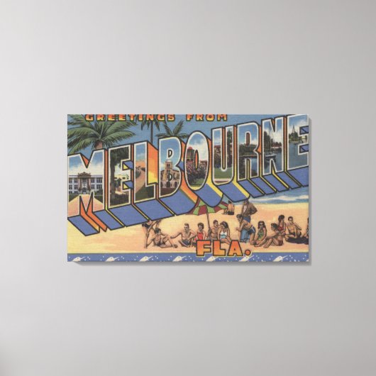 メルボルン，フロリダ – ラージレターのシーン キャンバスプリント (正面)