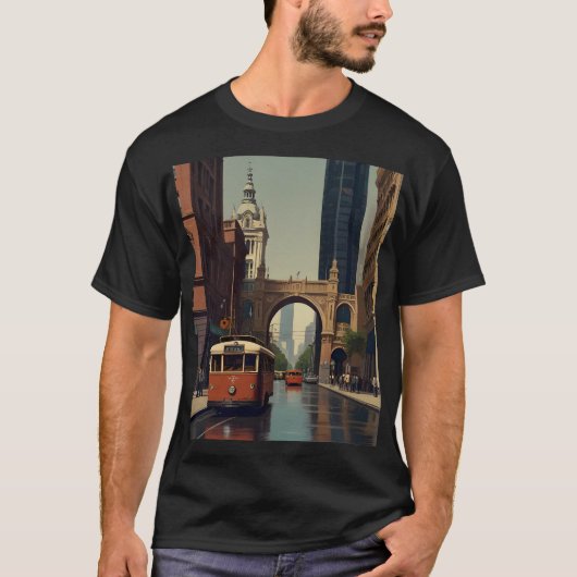 メルボルン ヴィンテージポスター Tシャツ (正面)