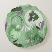 メルマお洒落イズグリーン抽象芸術プリント ラウンドクッション (裏面)