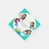 メルマイドかわいらしズアンダーザシーガールズ誕生日 スタンダードカクテルナプキン (角)