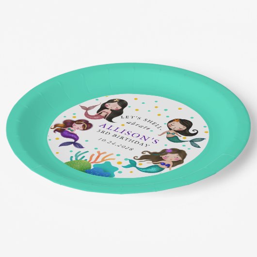 メルマイドかわいらしズアンダーザシーガールズ誕生日 ペーパープレート (アングル)