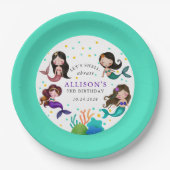 メルマイドかわいらしズアンダーザシーガールズ誕生日 ペーパープレート (正面)