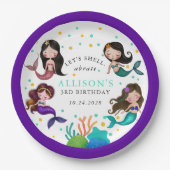 メルマイドかわいらしズアンダーザシーガールズ誕生日 ペーパープレート (正面)