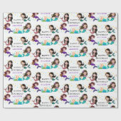 メルマイドかわいらしズアンダーザシーガールズ誕生日 ラッピングペーパー (フラット)