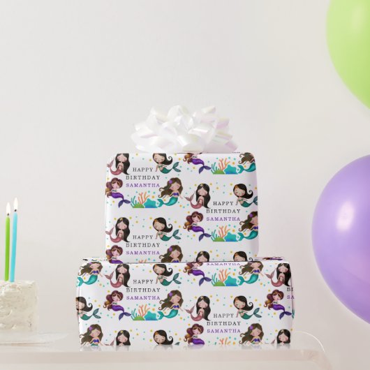 メルマイドかわいらしズアンダーザシーガールズ誕生日 ラッピングペーパー (パーティーギフト)