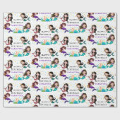 メルマイドかわいらしズアンダーザシーガールズ誕生日 ラッピングペーパー (フラット)