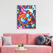 メルマカラフルイドフィッシュ抽象芸術絵画オリジナル キャンバスプリント (インサイチュ (リビング))