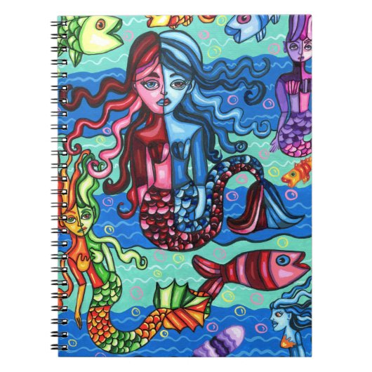 メルマカラフルイドフィッシュ抽象芸術絵画オリジナル ノートブック (正面)