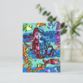 メルマカラフルイドフィッシュ抽象芸術絵画オリジナル ポストカード (スタンド正面)