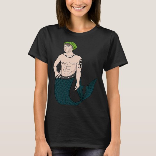 メルマンタトゥー威厳のあるドMermen Boy Mermaid Swimme Tシャツ (正面)