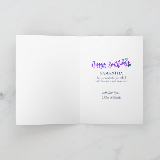 メルマージング誕生日ブライトマーメイドパーソナライズされた カード (内部)