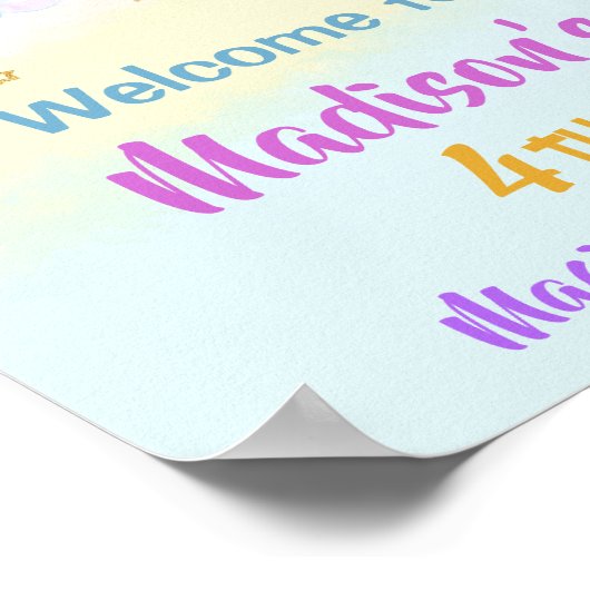 メルミコーンウェルカムパーティーサイン魔法の誕生日サイン ポスター (角)