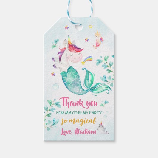 メルミコーン感謝していユーラベルマジカル誕生日ギフトラベル ギフトタグ (正面)