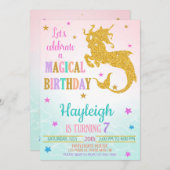 メルミコーン誕生日の招待メリコーン招待状の女の子 招待状 (正面/裏面)