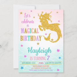 メルミコーン誕生日の招待メリコーン招待状の女の子 招待状