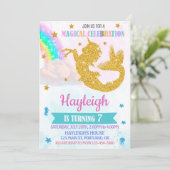 メルミコーン誕生日の招待状マジカルユニコーンの女の子 招待状 (スタンド正面)