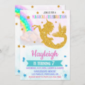 メルミコーン誕生日の招待状マジカルユニコーンの女の子 招待状 (正面/裏面)