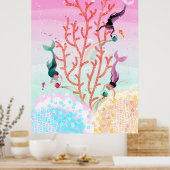 メルメイズコーラルガーデン子供たちのイラストレーション ポスター (キッチン)