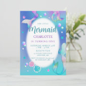 メルメイズレインボーイリジッドグリッターピンクアクアキュート 招待状 (スタンド正面)