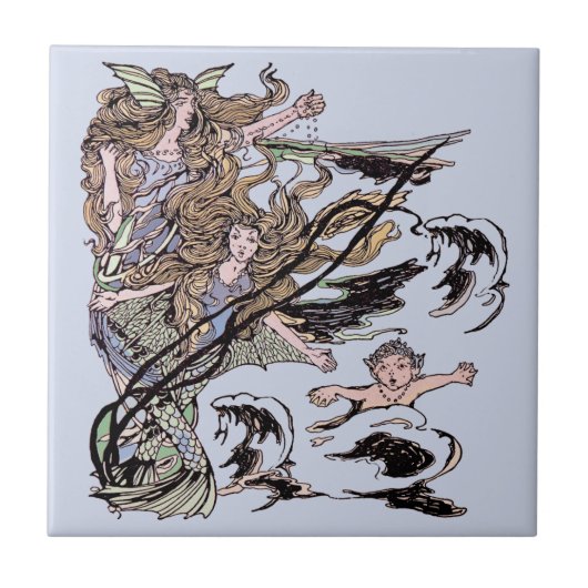 メルメイズヴィンテージビクトリアンイラストレーション タイル (正面)