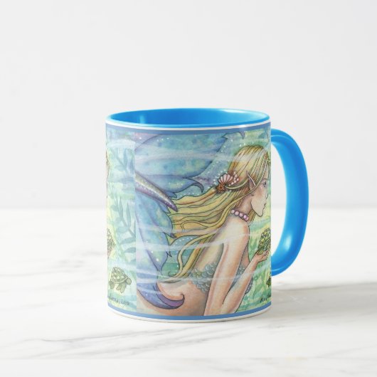 メルメイドとウミガメのマグby Molly Harrison マグカップ (正面右)