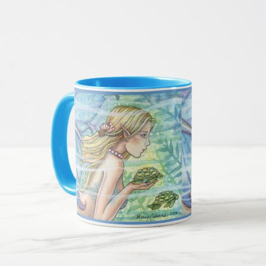 メルメイドとウミガメのマグby Molly Harrison マグカップ (正面左)