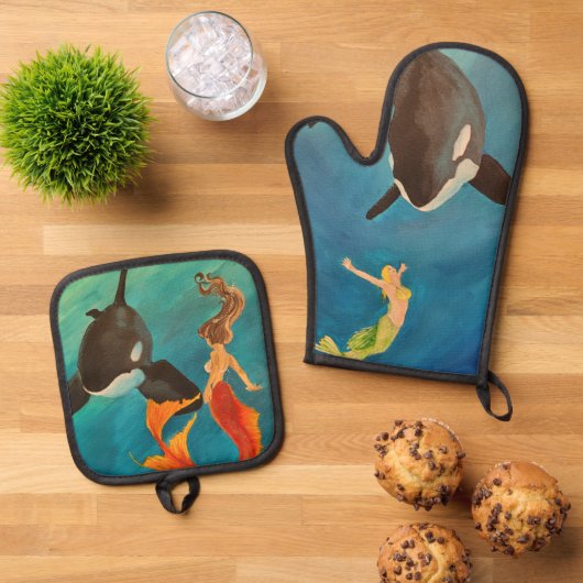 メルメイドとオルカス 鍋つかみ&鍋敷きセット (トップダウン)