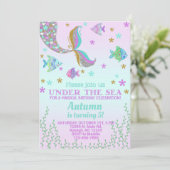 メルメイドの女の子の誕生日の招待。招待 招待状 (スタンド正面)