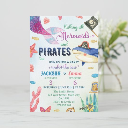メルメイドアンドパイレーツ誕生日招待状 招待状 (スタンド正面)