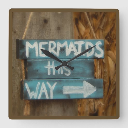 メルメイドザーズこの方法ビーチワードアート スクエア壁時計 (正面)